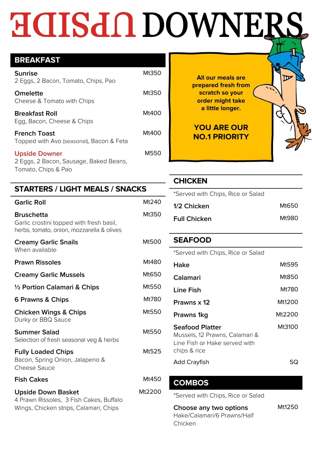 English Menu, page 1 of 4