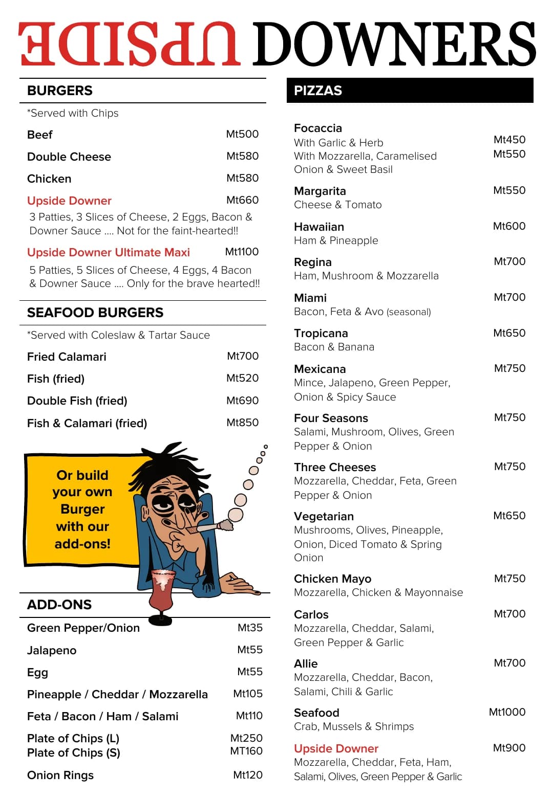 English Menu, page 2 of 4